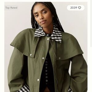 Avec Le Filles Gingham Trim Cape Jacket